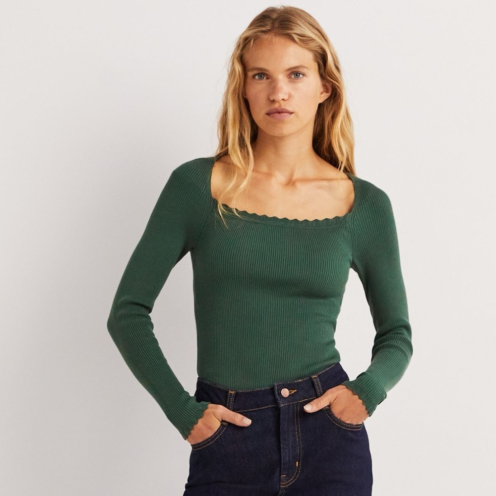 Boden Ribbed Square Neck Knitted Top NWT - US size 10